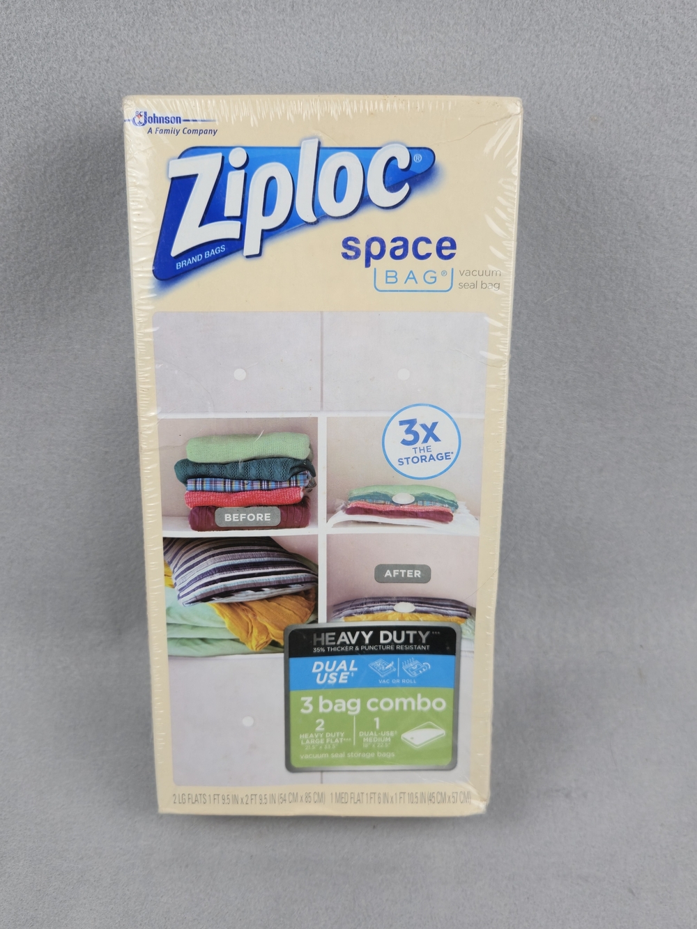 Ziploc Space Bag 3 Bag Combo Heavy Duty Vacuum Seal Storage Bags NIB